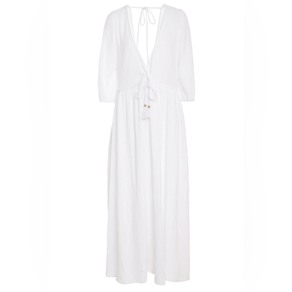 Bird & Knoll Alejandra Maxi Dress Gauzy Resortwear Vacation Lougewear Size Large — image 6 of 8